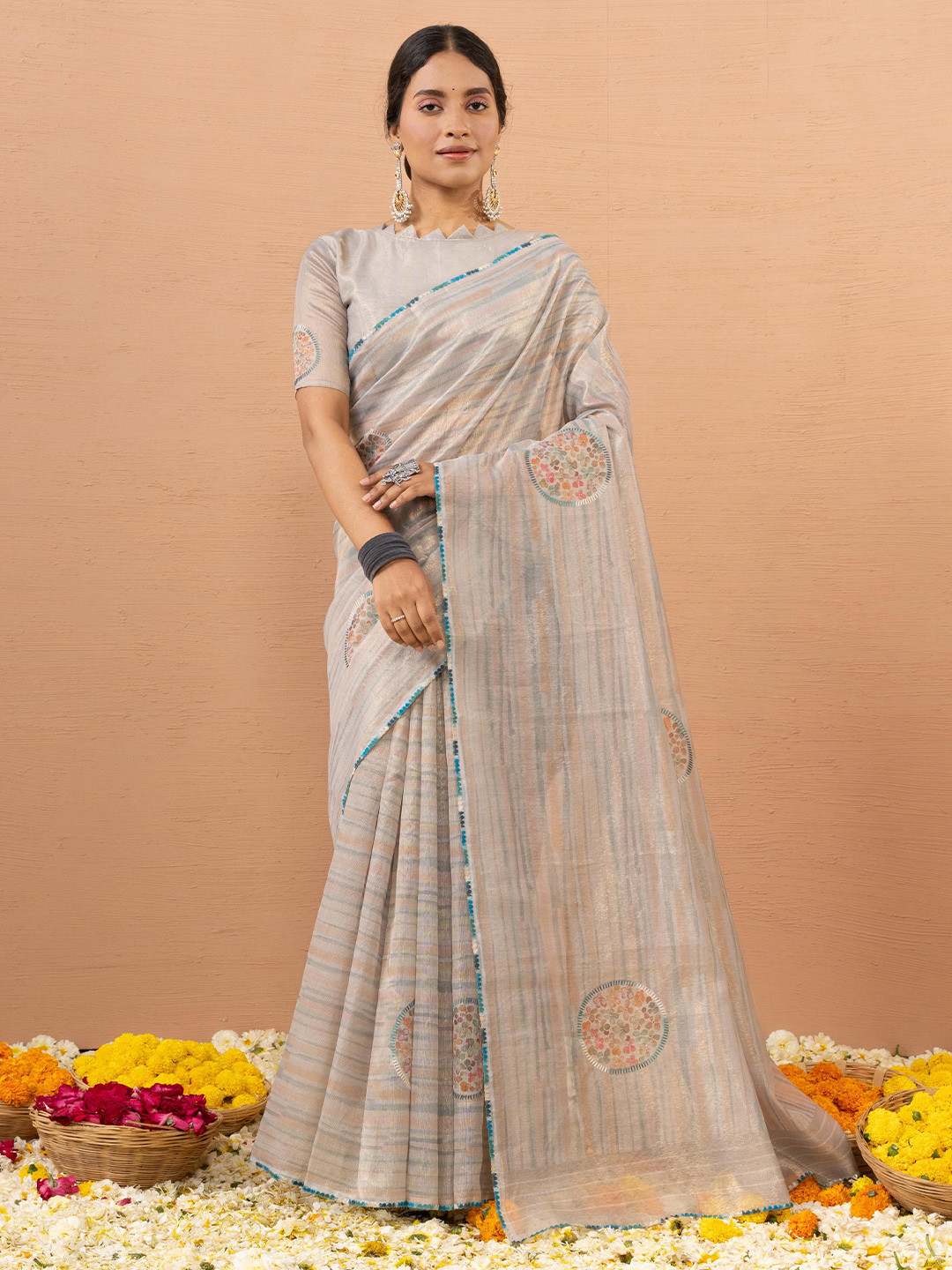 Sedora Couture Striped Tissue Saree