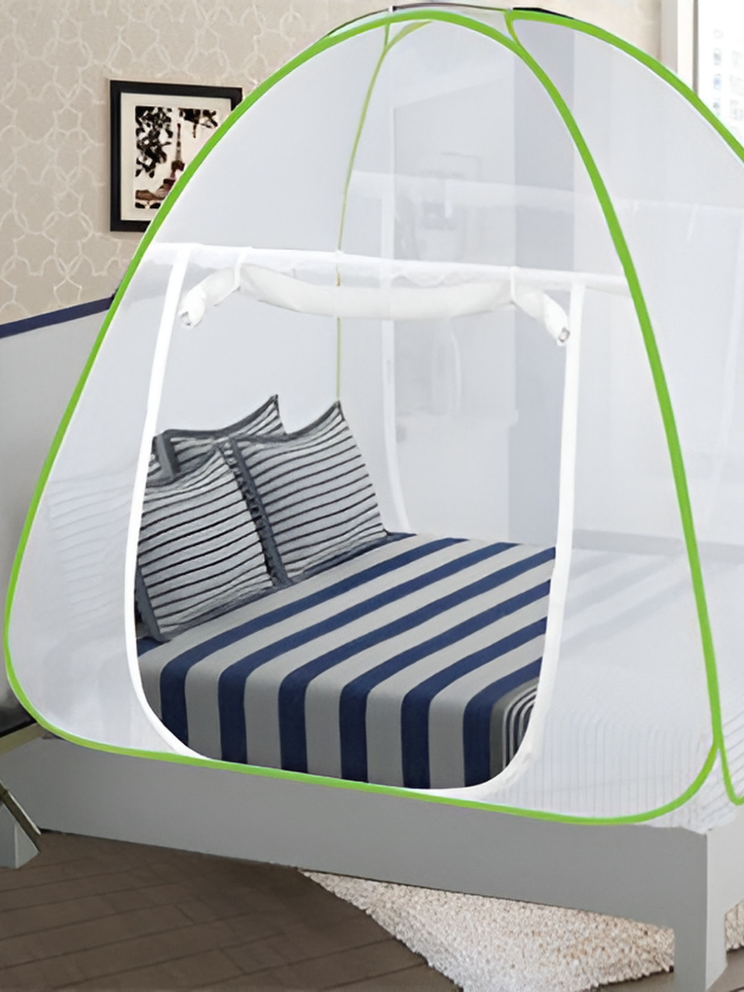 didhiti White & Green Queen Size Tent Mosquito Net