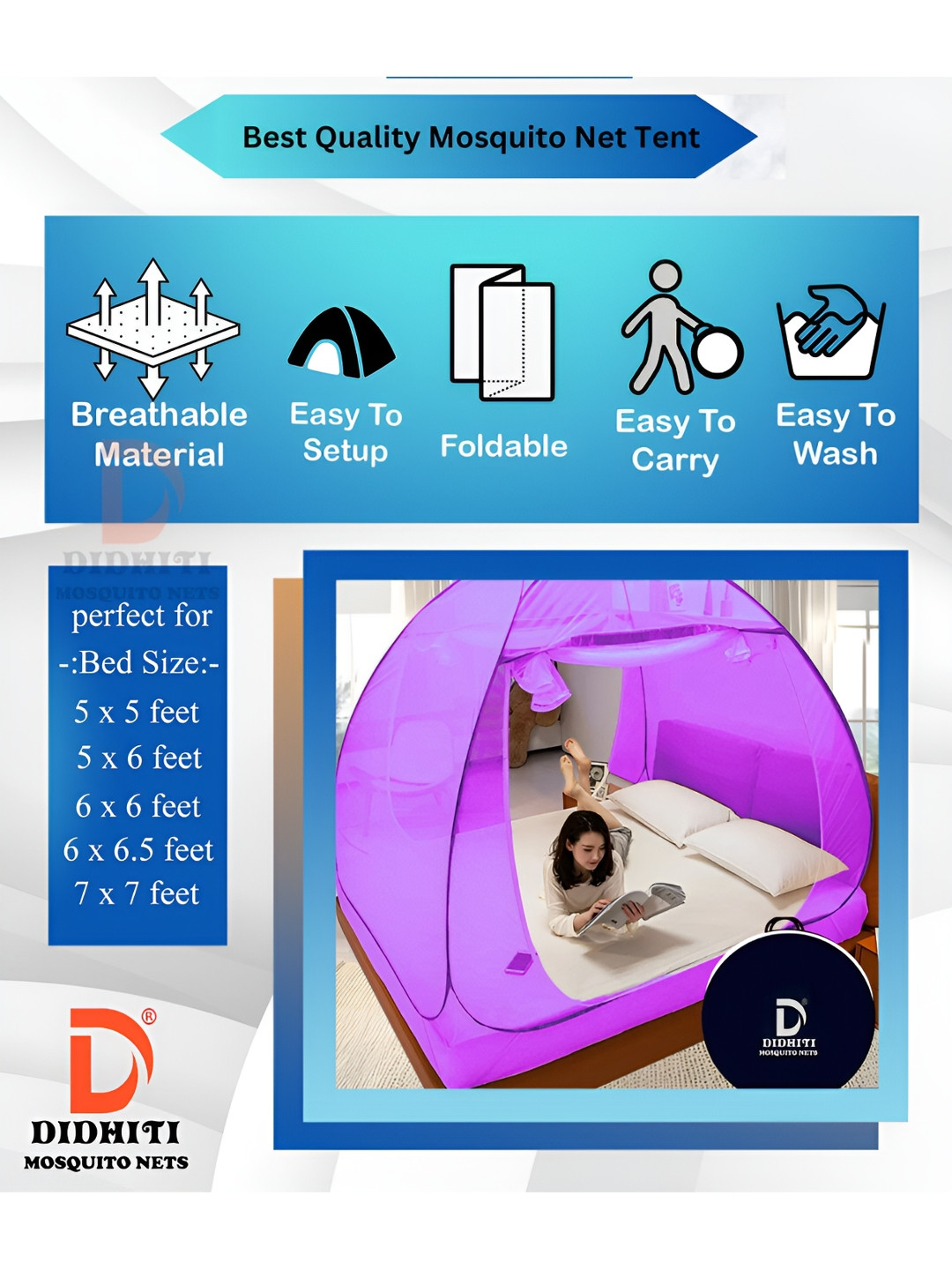 didhiti Pink Queen Size Tent Mosquito Net