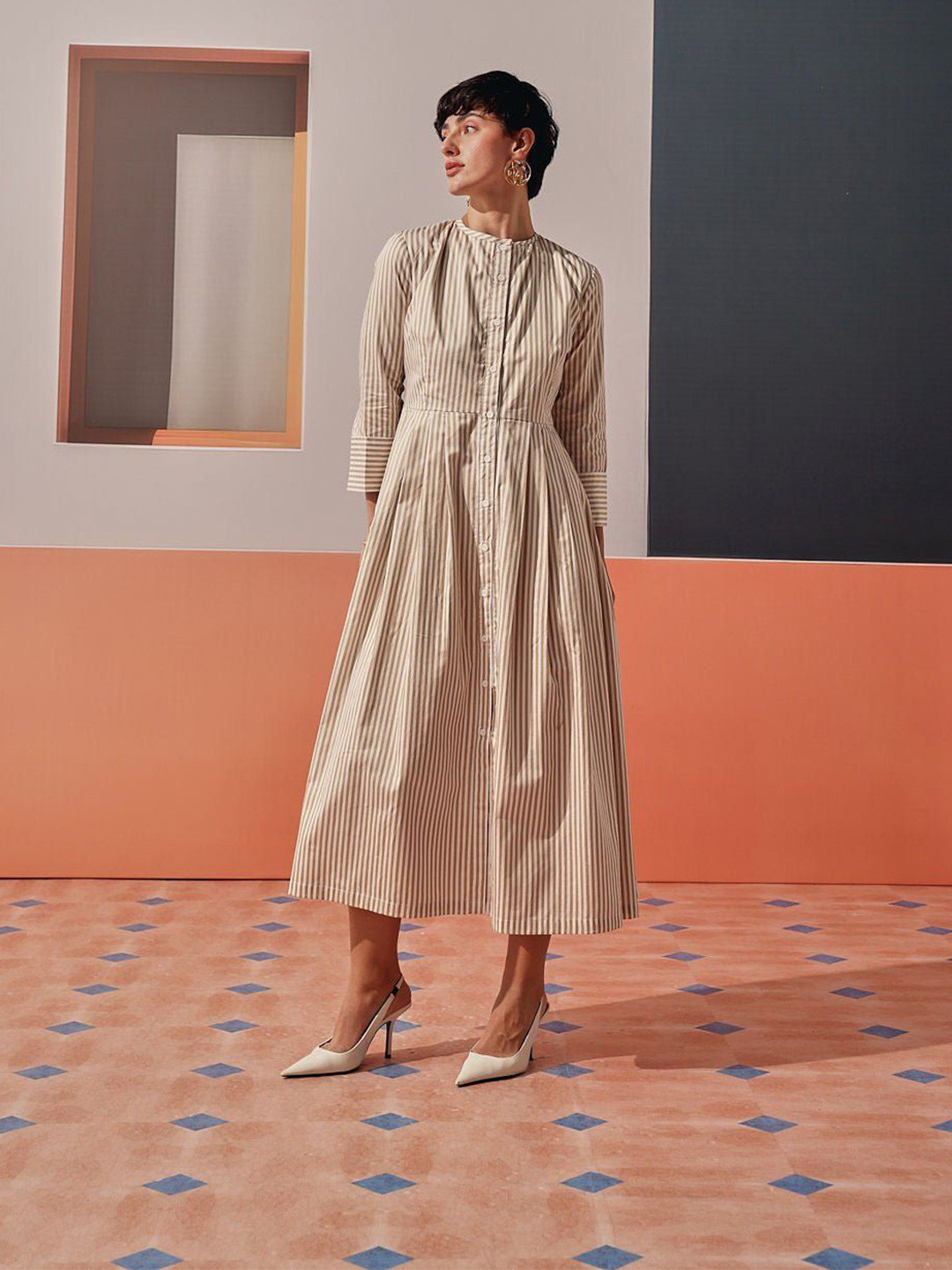 Sage by Mala Women Grace Striped Maxi Midi Dress