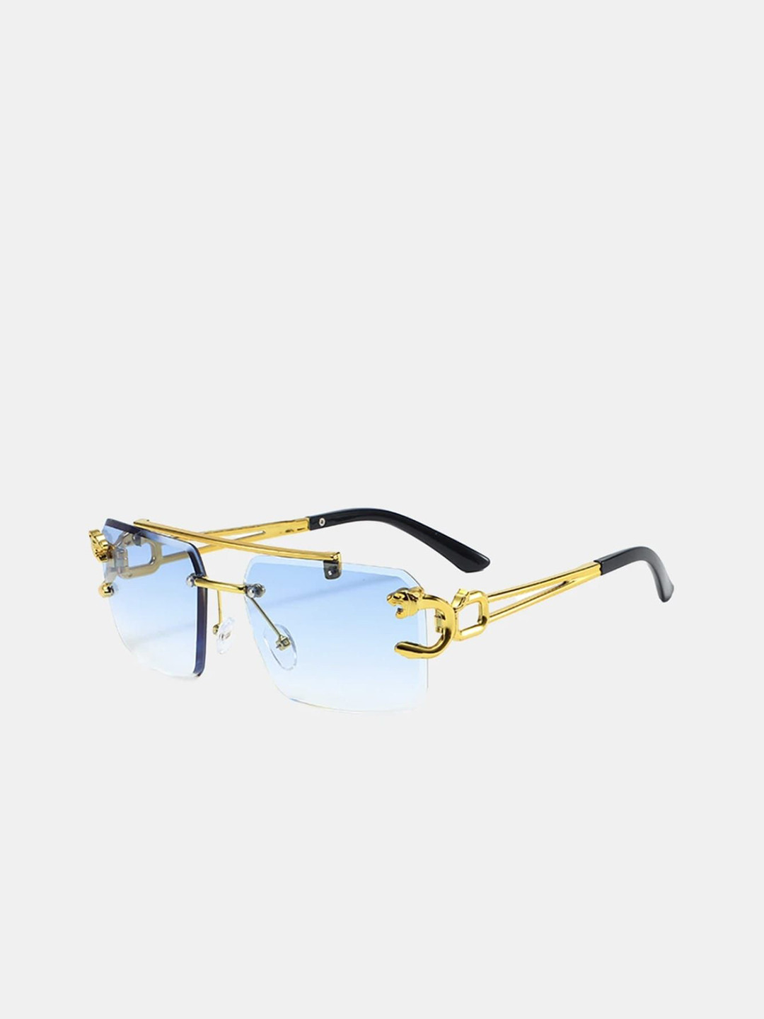 LIAN NUR Unisex Blue Lens & Gold-Toned Wayfarer Sunglasses with