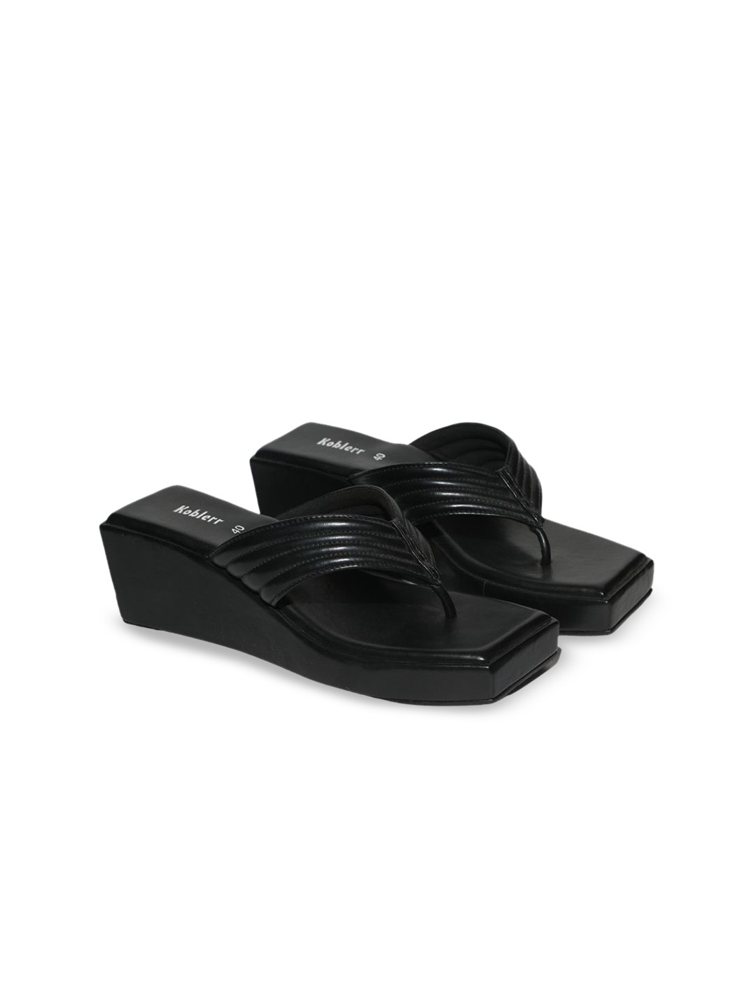 Koblerr Open Back PU Round Toe Mid-Top Wedge Sandals