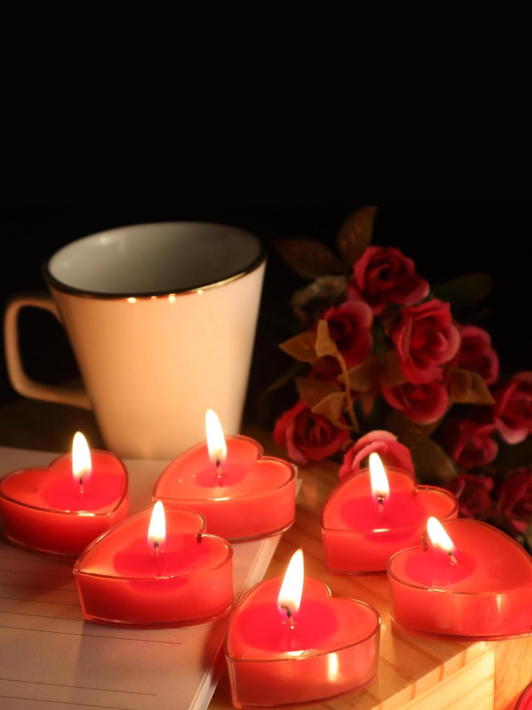 SOMIL Pack of 5 Heart-Shaped Candles