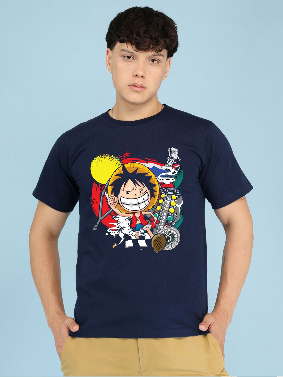 BRAWNY BATTLER Printed Round-Neck Pure Cotton T-Shirt