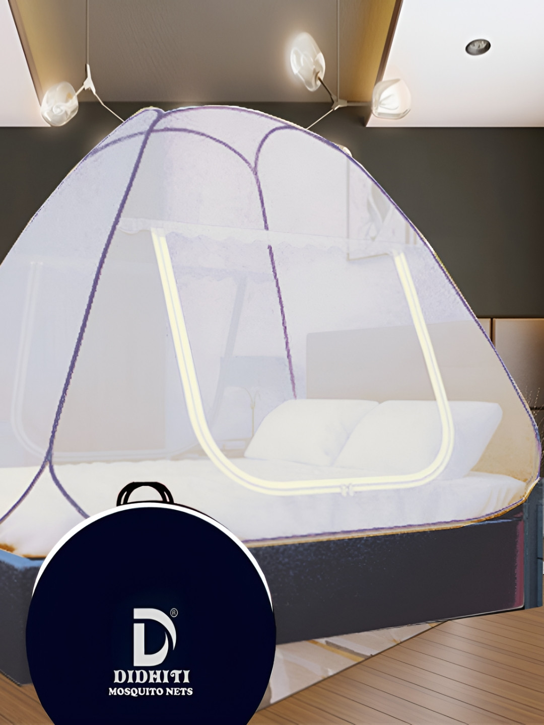 didhiti White & Beige Queen Bed Foldable Tent Mosquito Net