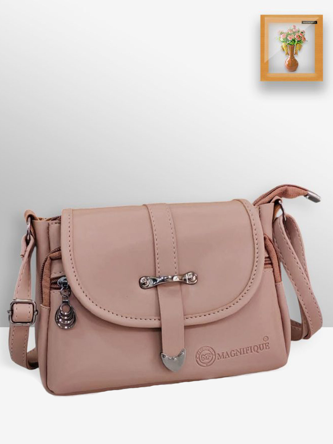 MAGNIFIQUE Brand Logo Printed Crossbody Sling Bag