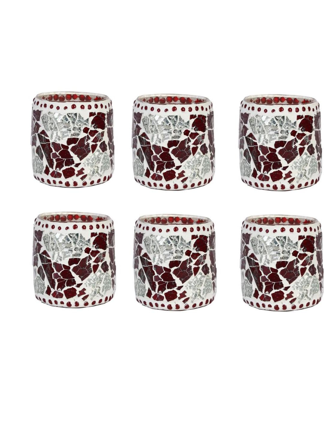 Somil Vibrant Multicolor Glass Candle Holder  Add A Touch Of Magic To Diwali, Parties & Candlelight Dinners, Size-7 X 7 X 7  Cm Pack OF 6