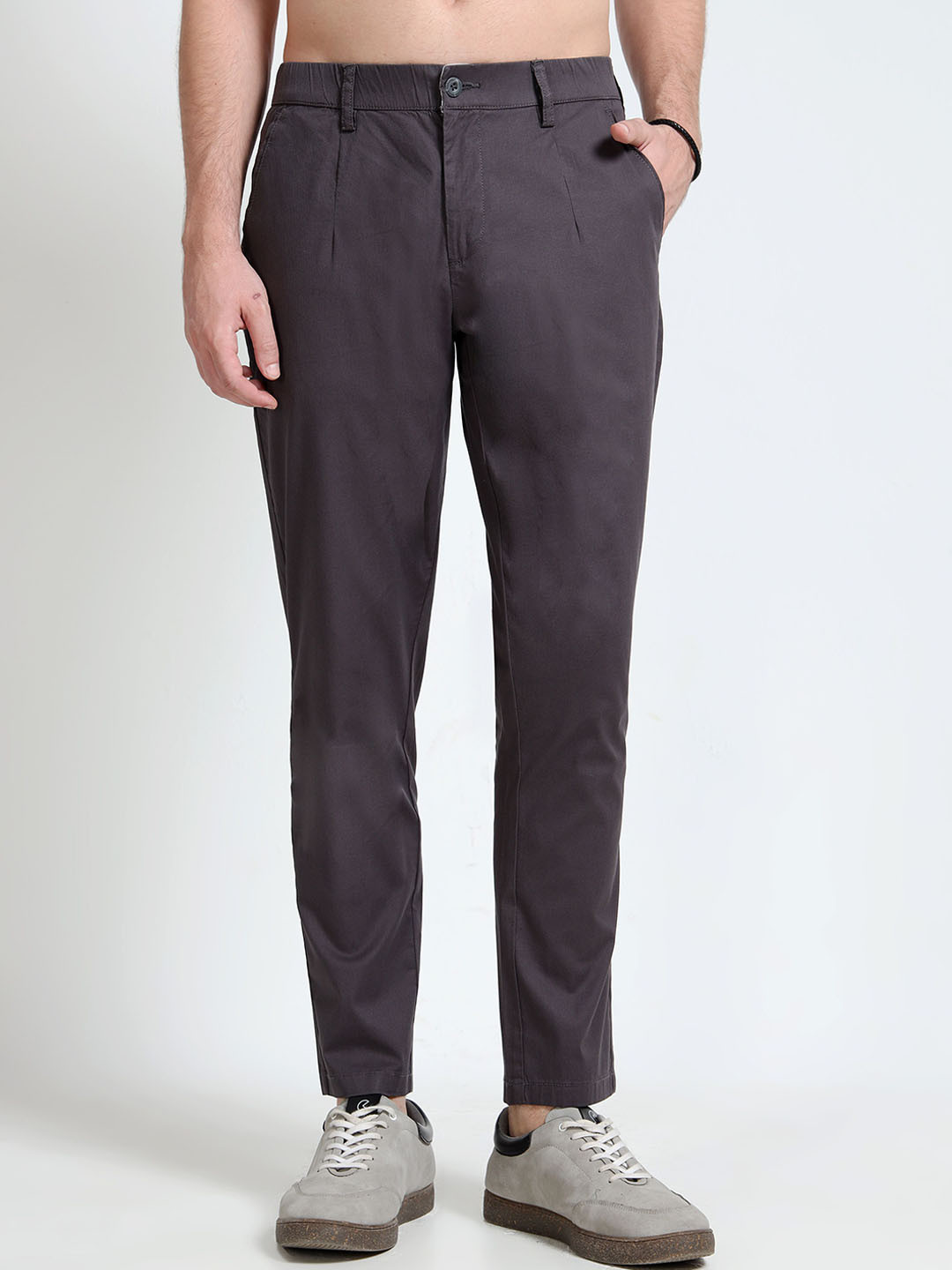 MARTIN SMITH Men Comfort Relaxed Fit Low-Rise Easy Wash Trousers
