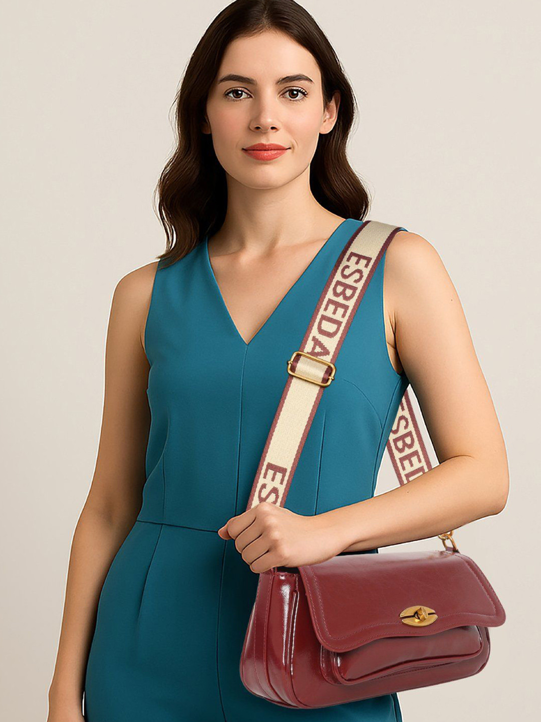 ESBEDA Swagger Crimson Charm Luxe Detachable Sling Strap Sling Bag