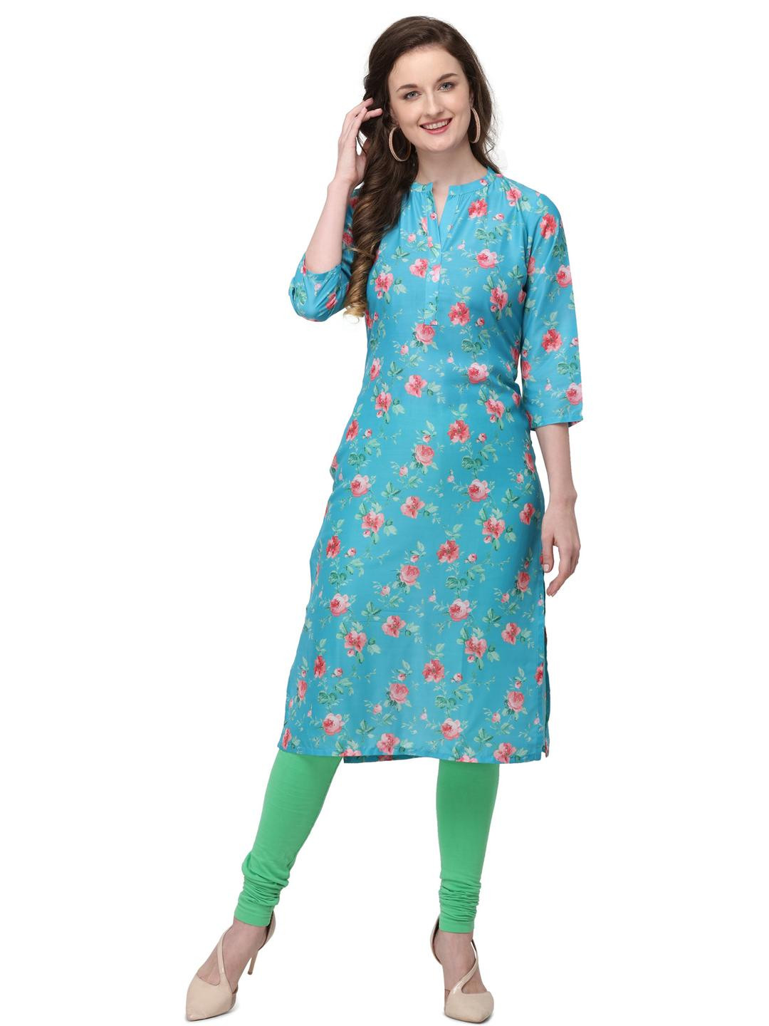 Solucions Women Green A-Line Cotton Kurtas