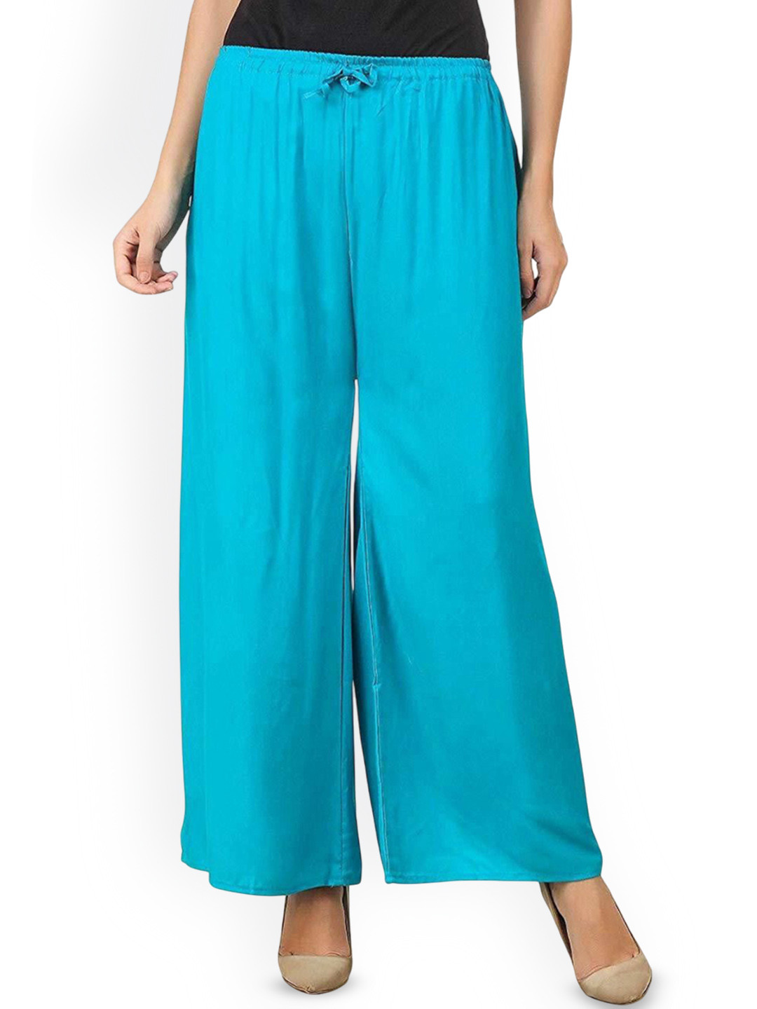 SRISARAS Women Cotton Wide Leg Trousers