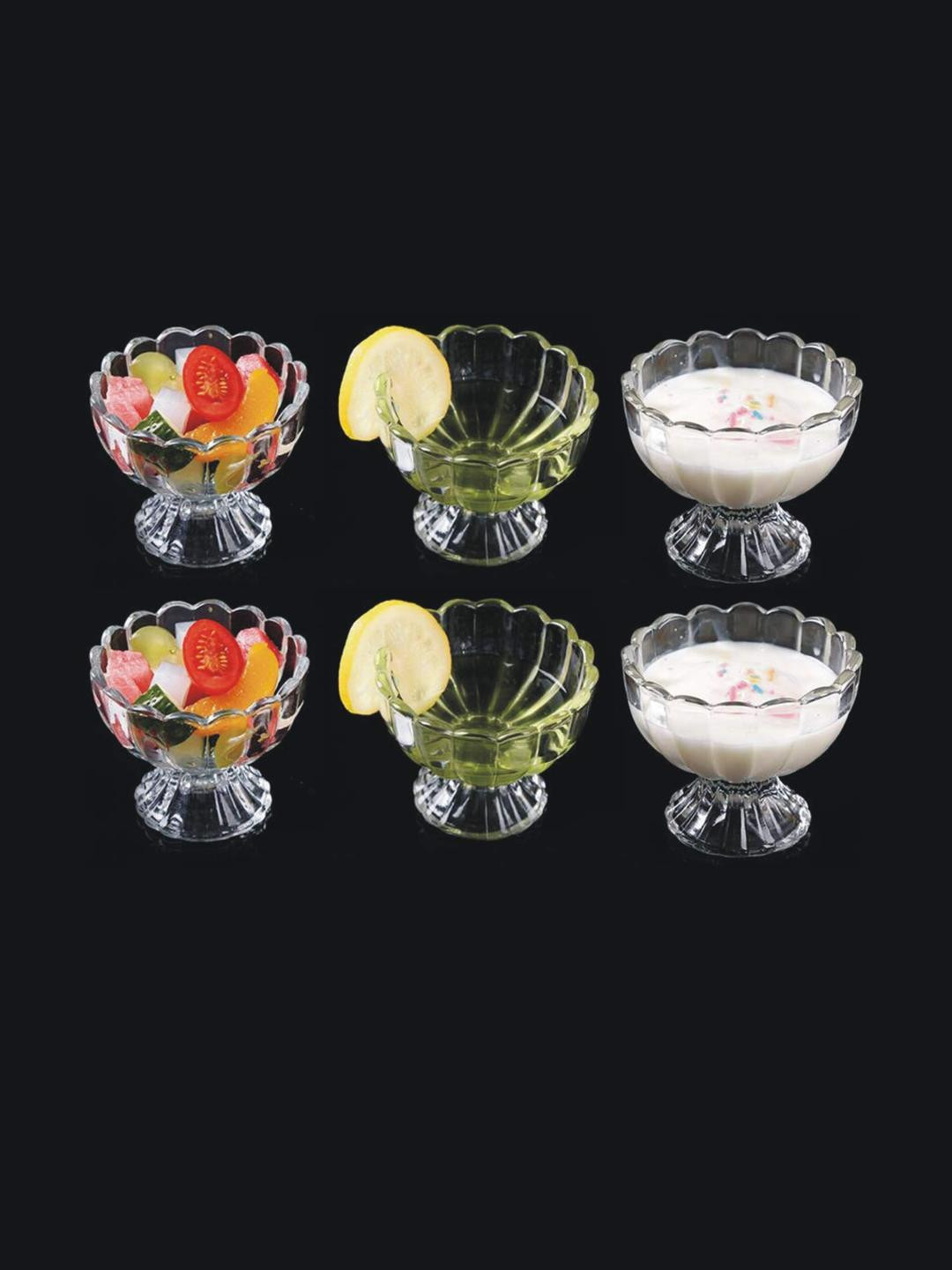 Somil Set of 6 Transparent Designer Ice Cream Bowl