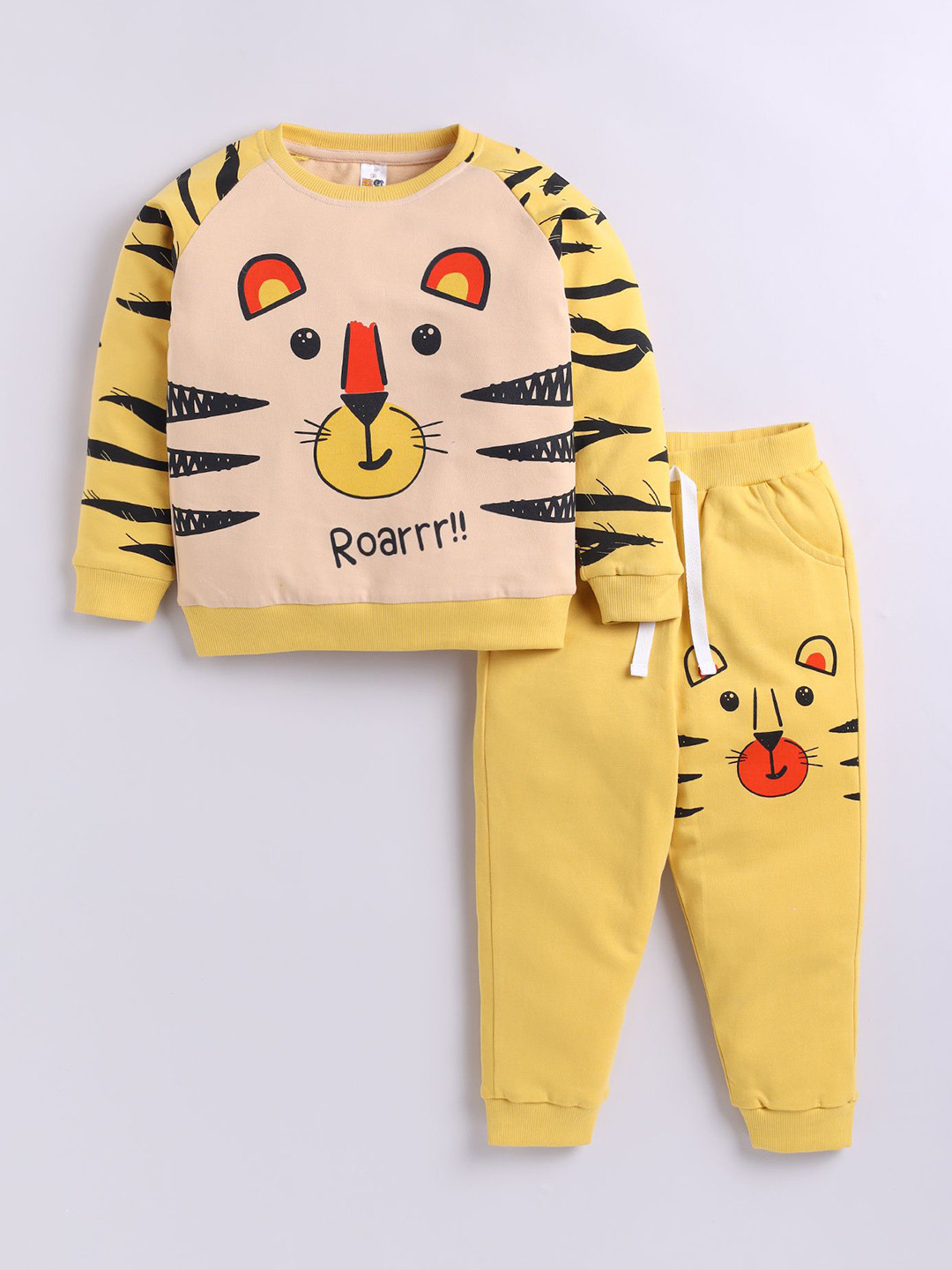 LITTLE NINJA Kids Printed Round Neck Pure Cotton Sweatshirt With Joggers