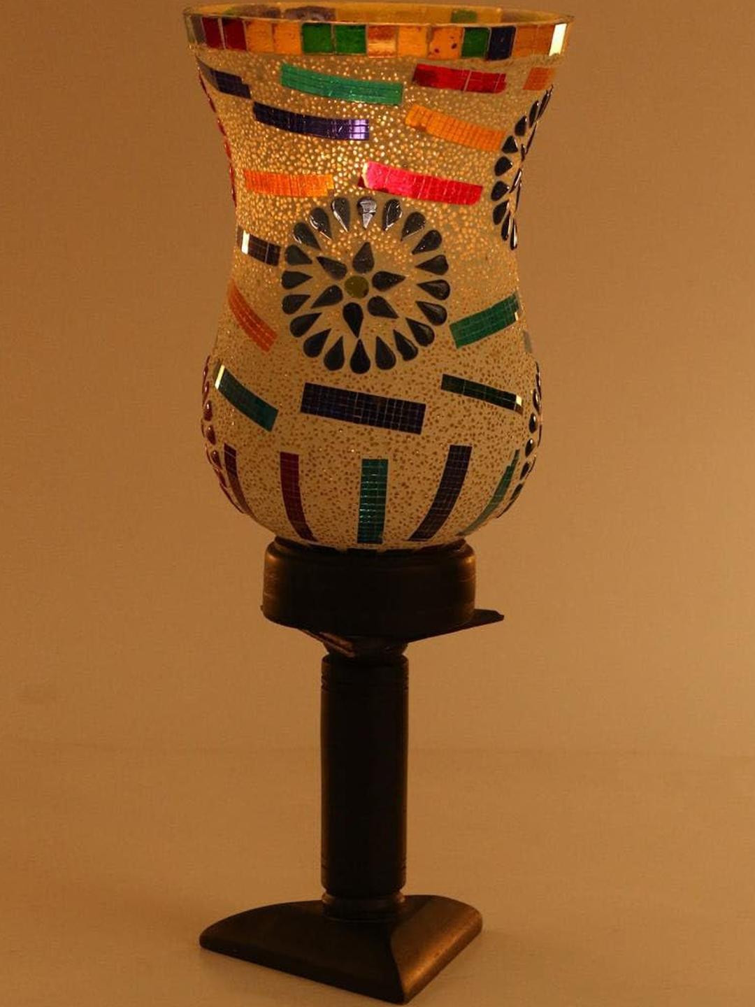 SOMIL Multicoloured Glass Cylindrical Shaped Table Lamp