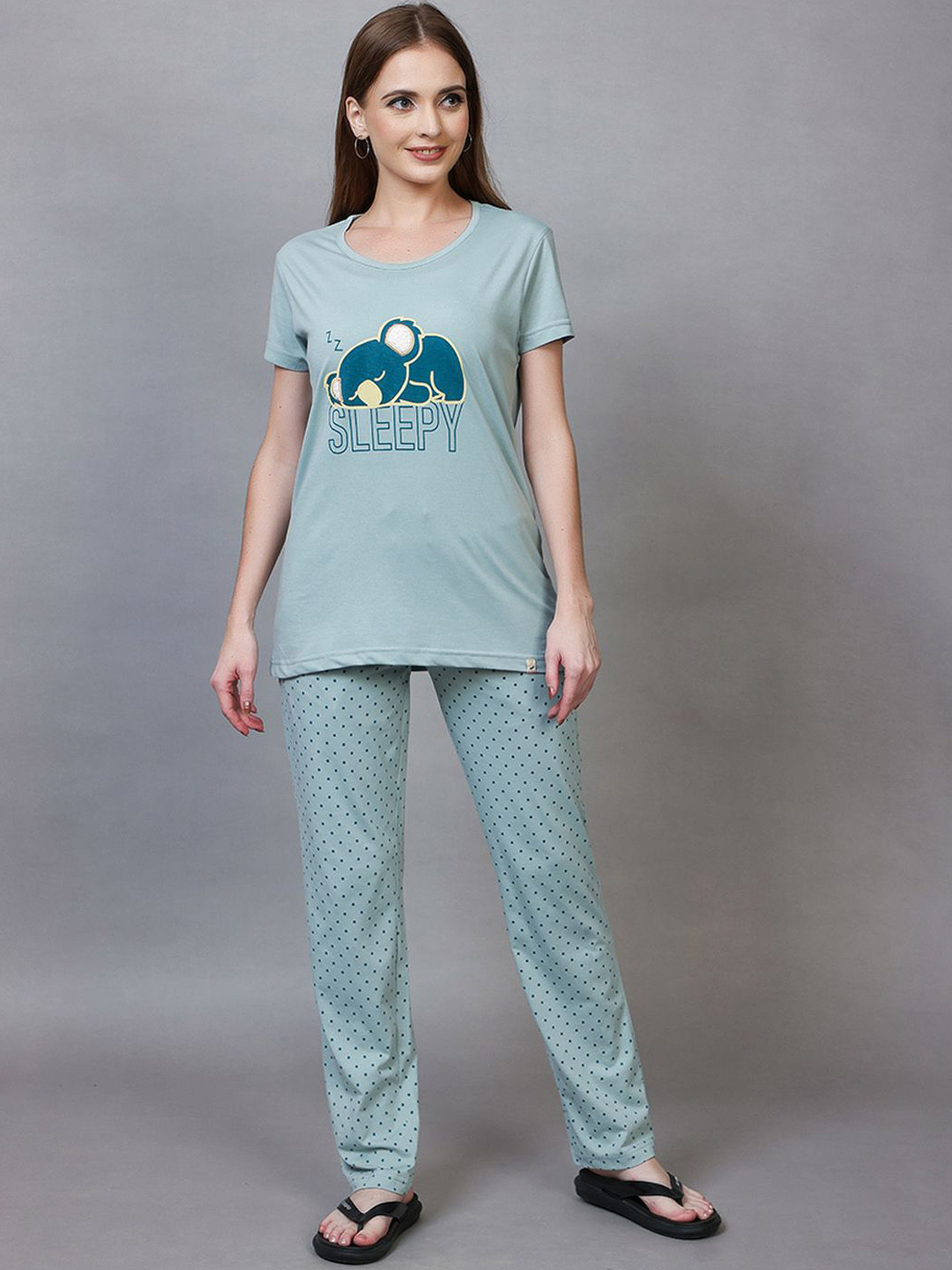 CLINT Graphic Printed Pure Cotton T-shirt With Pyjamas