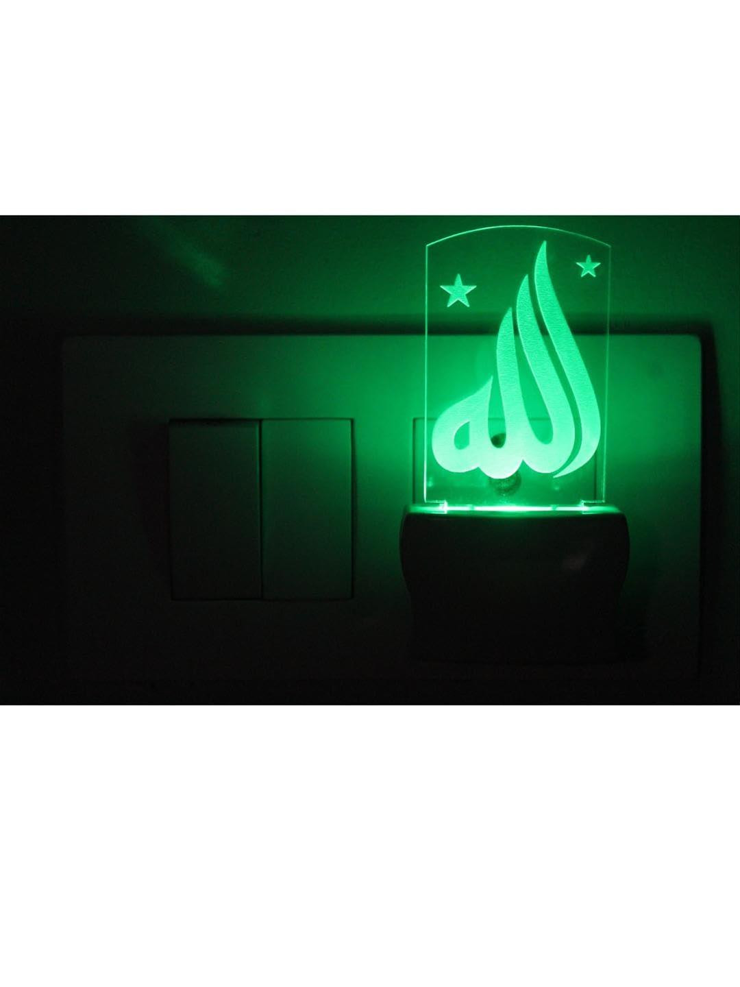 SOMIL Green & Blue Acrylic Printed Glass With LED Night Lamp
