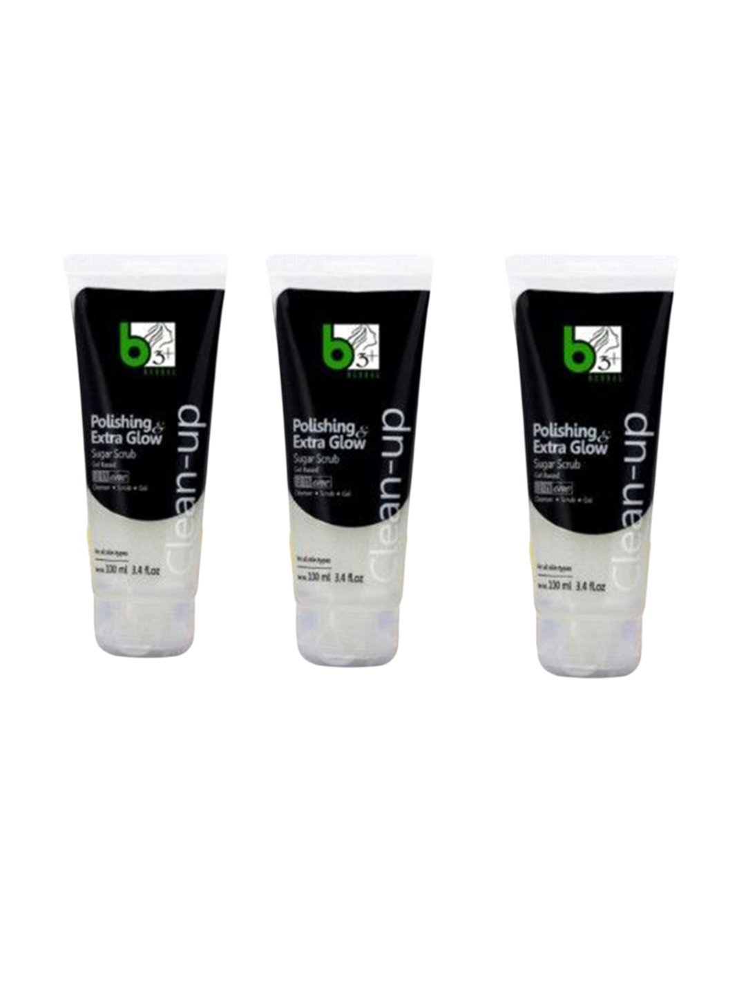 b3+ HERBAL Set Of 3 Polishing & Extra Glow Sugar Scrub - 100 ml Each