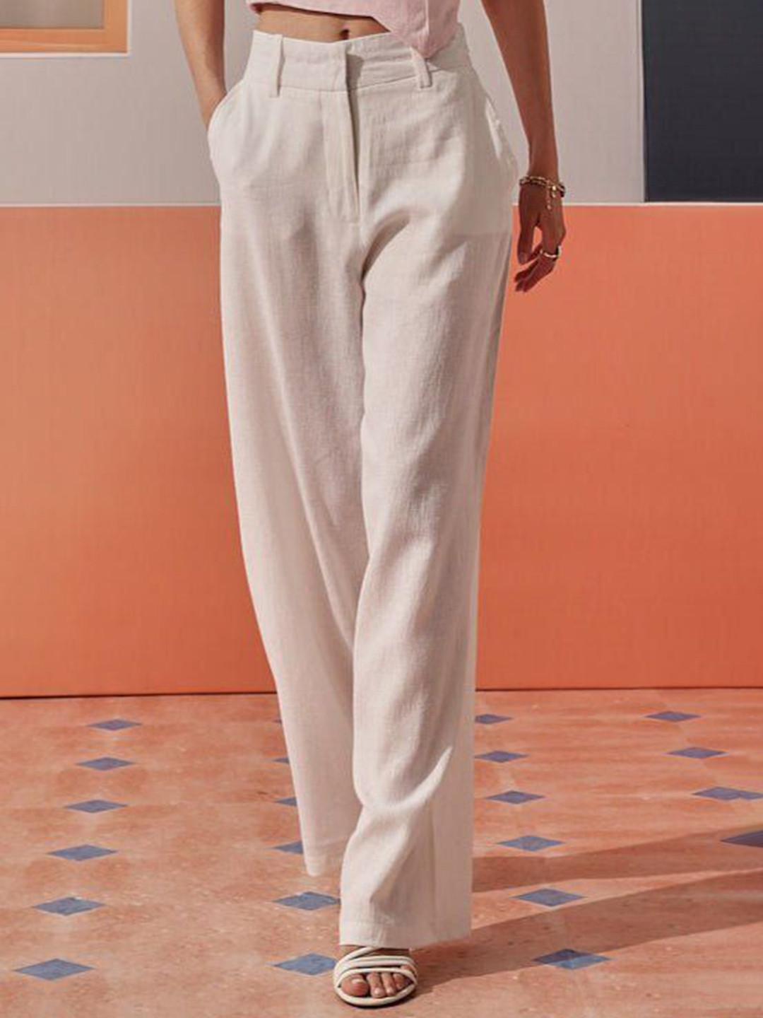 Sage by Mala Mara Women Comfort High-Rise Easy Wash Trousers