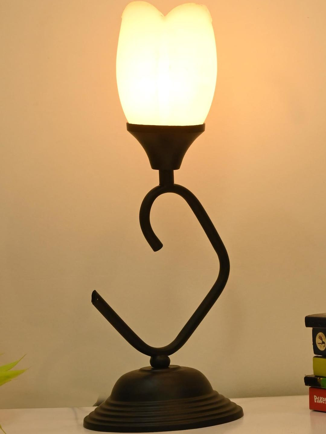 SOMIL White Glass Abstract Shaped Table Lamp