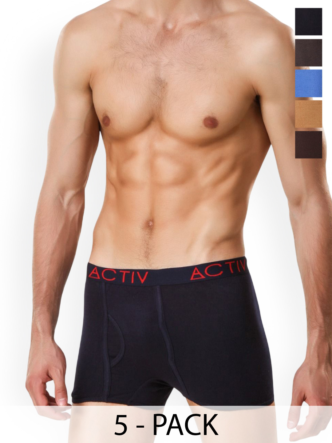 HAP Pack Of 5 Pure Cotton Mid Rise TrunksHW_ACTIVE__MINI_Trunk_PC5-$P-XS