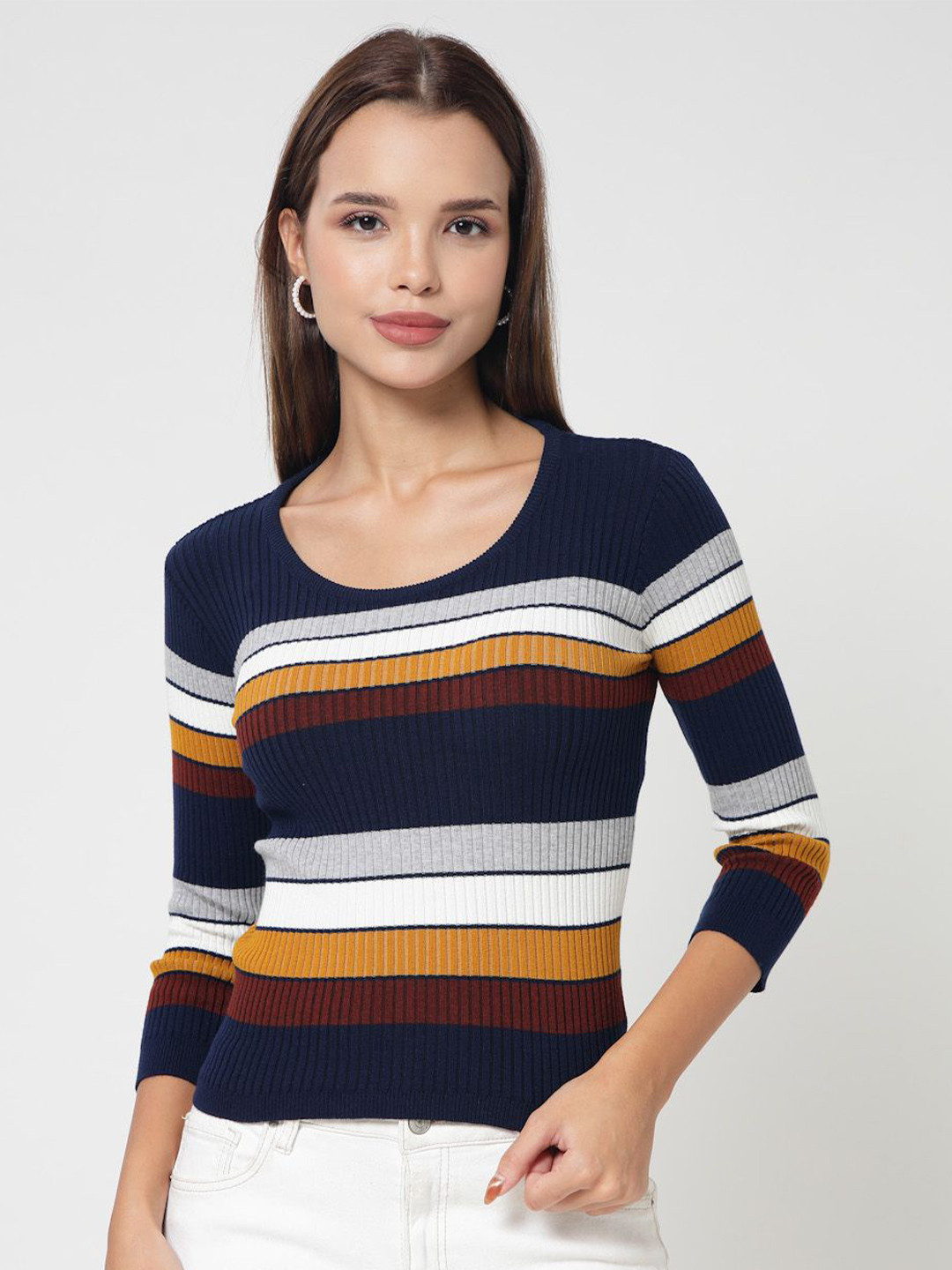 Kalt Women Striped Winter Fitted Top
