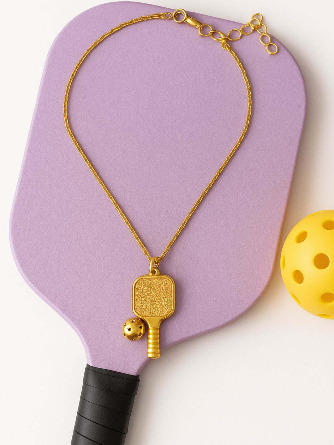 House of Pehr Pickleball Gold-Plated Pickleball Pendant With Chain