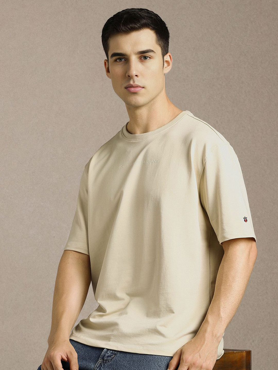 Louis Philippe Jeans Brand Logo Relaxed Fit T-shirt