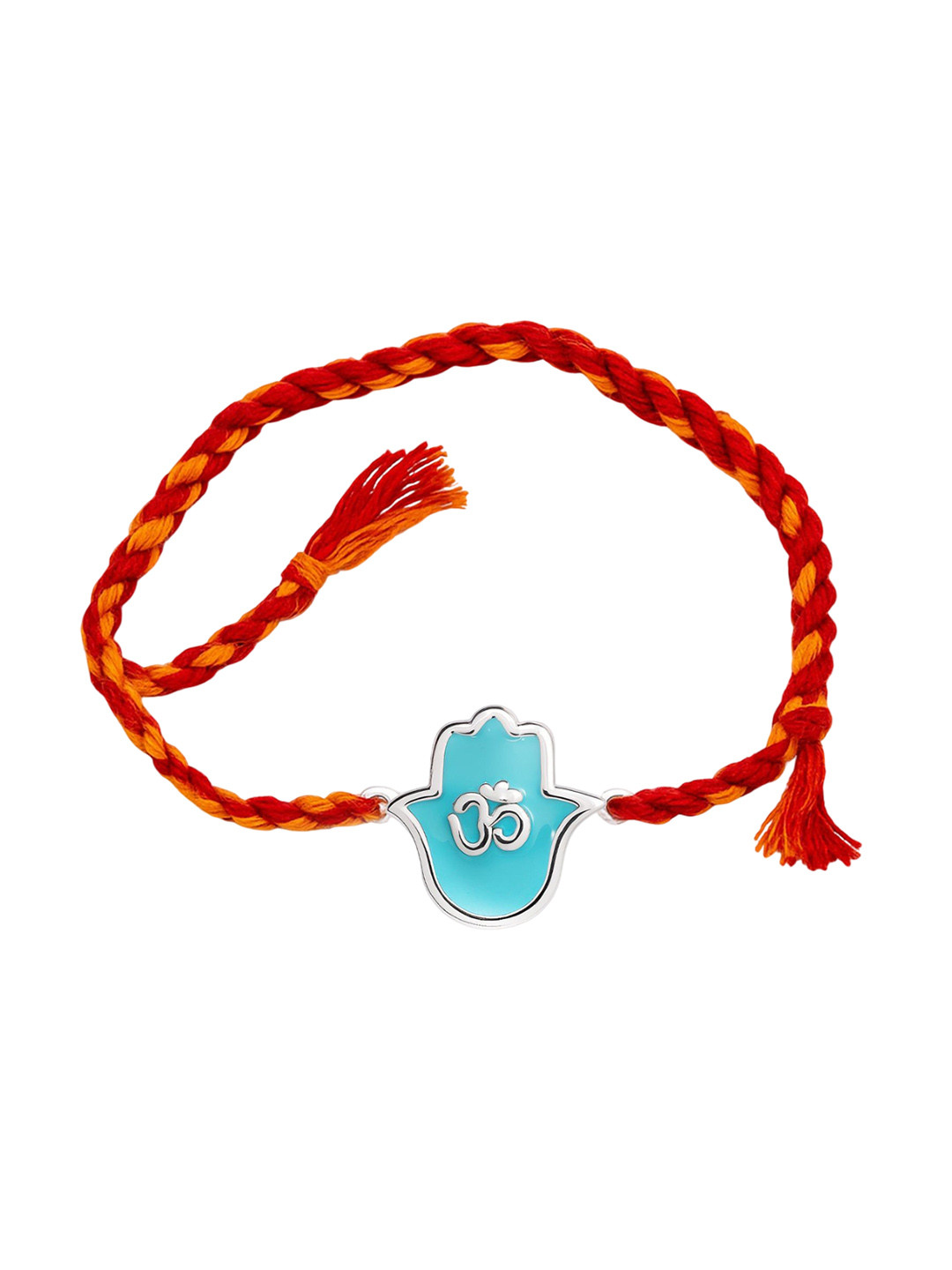 Nipura 925 Sterling Silver Hamsa Om Thread Rakhi