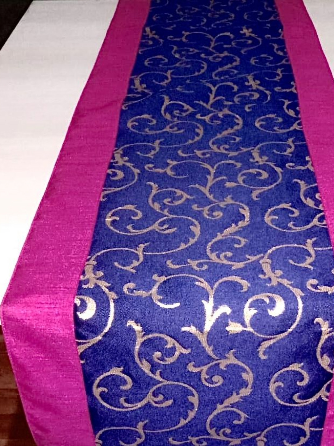 Pink parrot Blue & Pink Embroidered Table Runner
