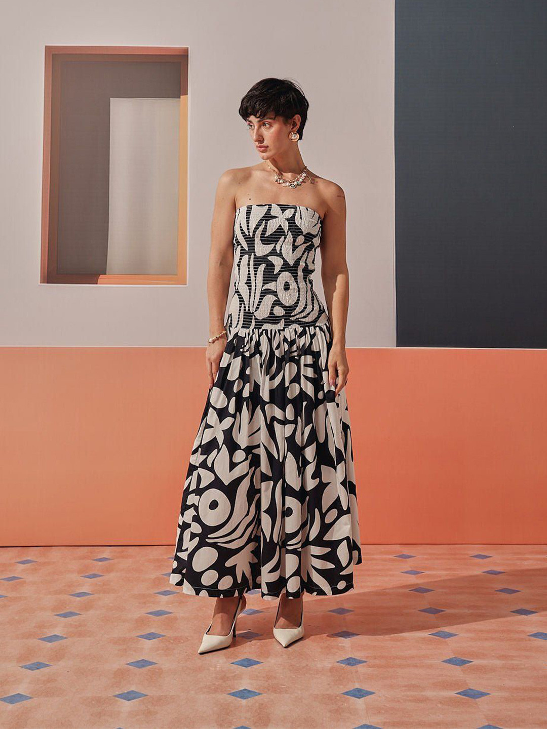 Sage by Mala Women Tessa Floral Print Bandeau Maxi Dress