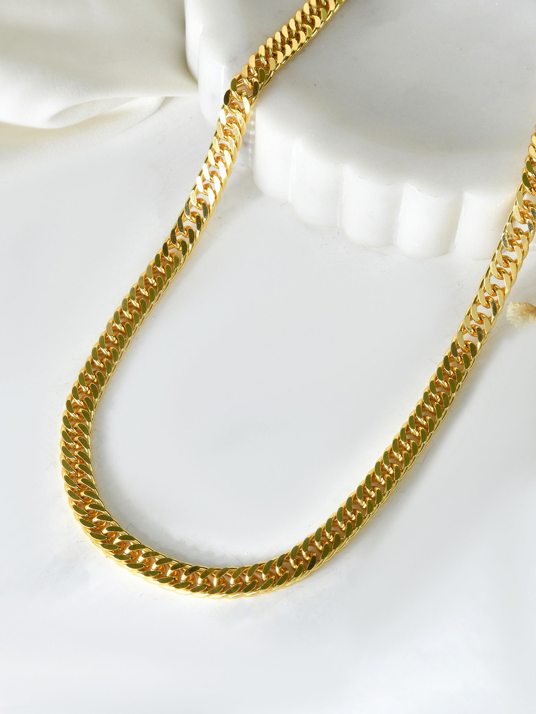 PYR FASHION Unisex 18K Gold Plated Classic Curb Cuban Link Chain