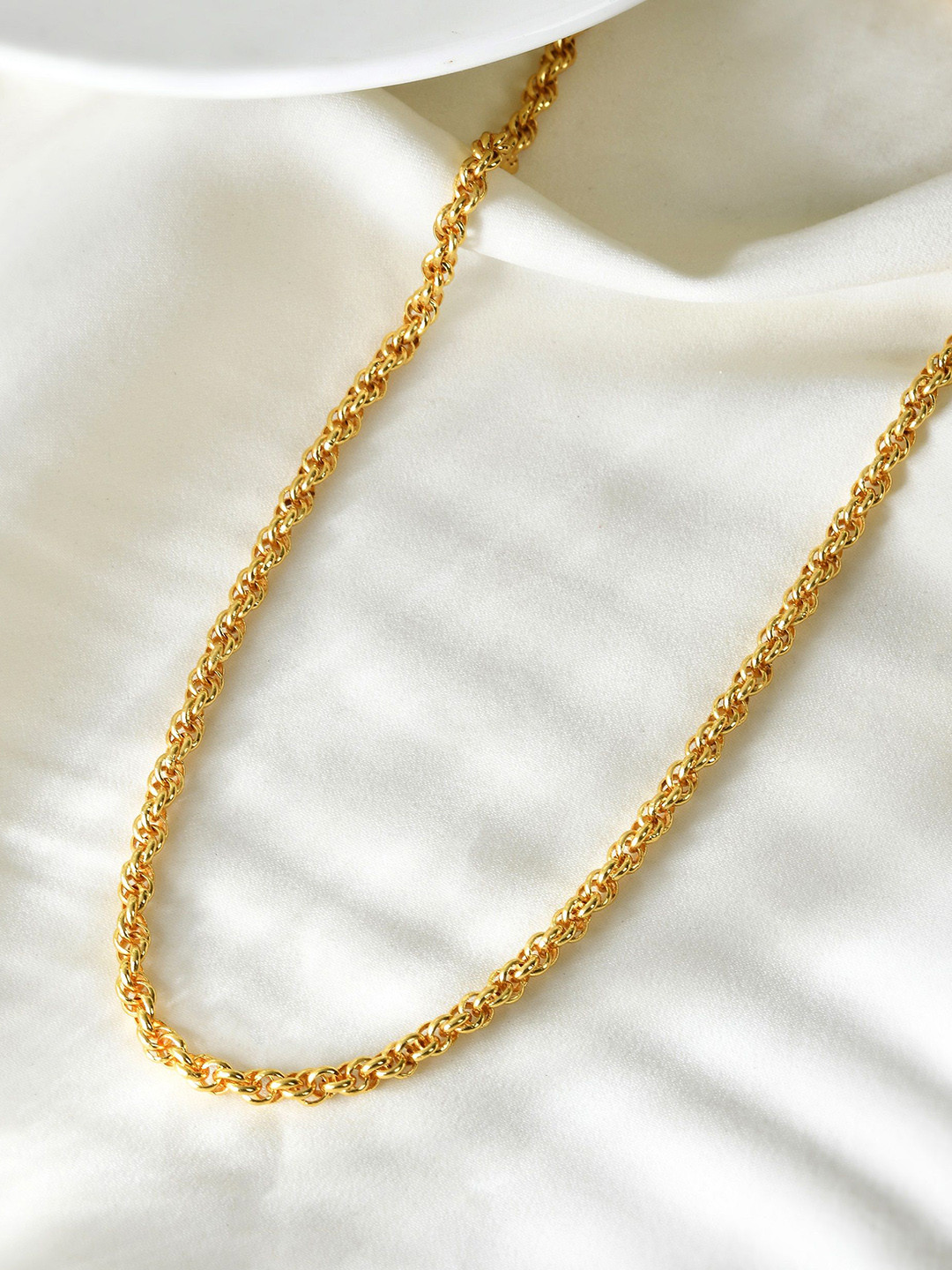 PYR FASHION Men Gold-Plated Twisted Minimal Link Chain
