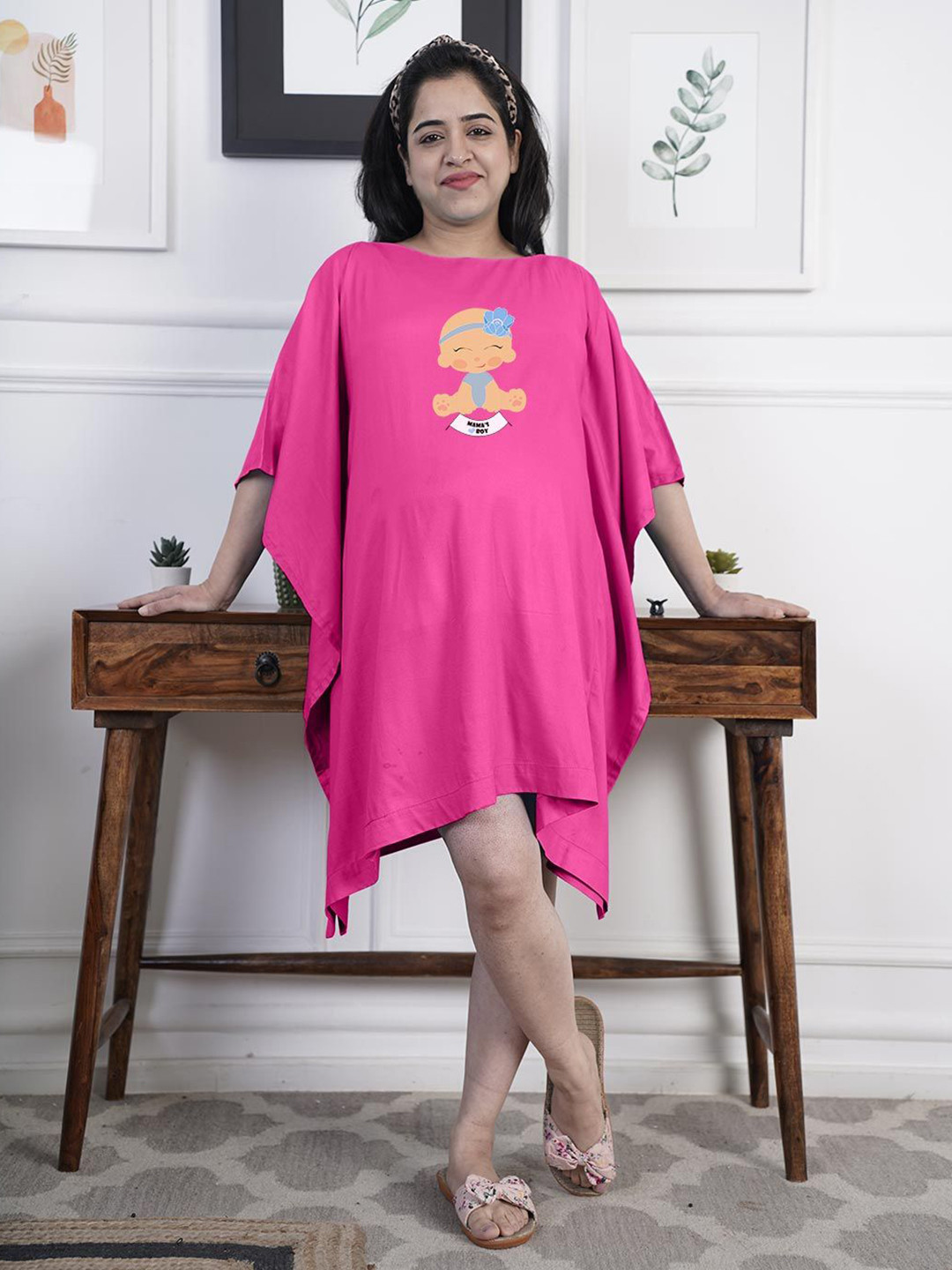 LetsDressUp Magenta Rayon Maternity Kaftan Mommy Style