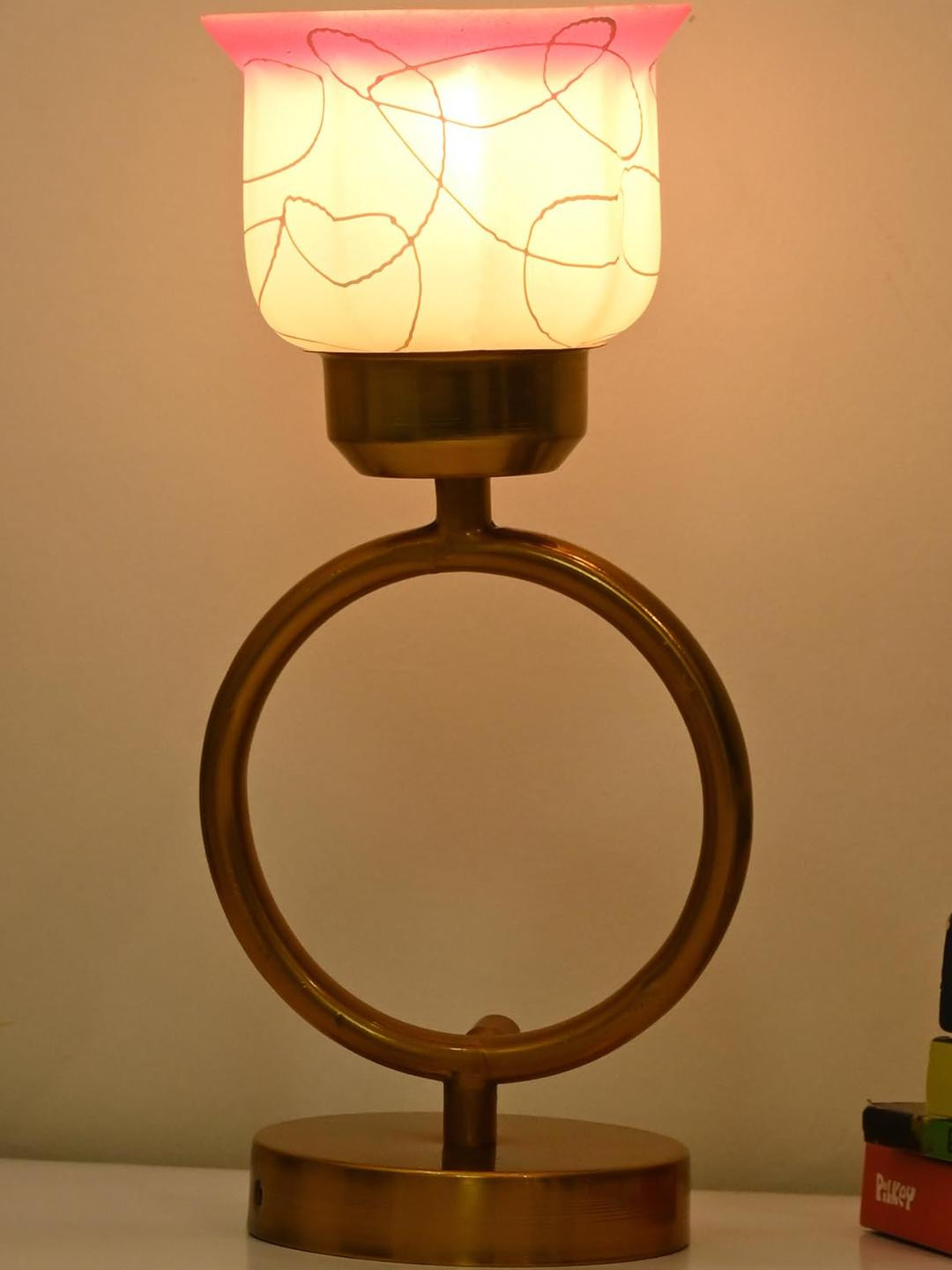 SOMIL Pink Glass Cylinder Table Lamps