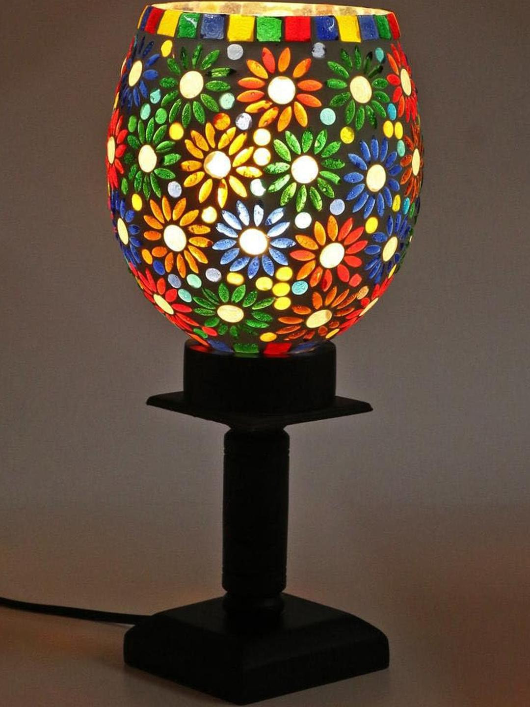 SOMIL Multicoloured Textured Glass Decorative Table Lamp
