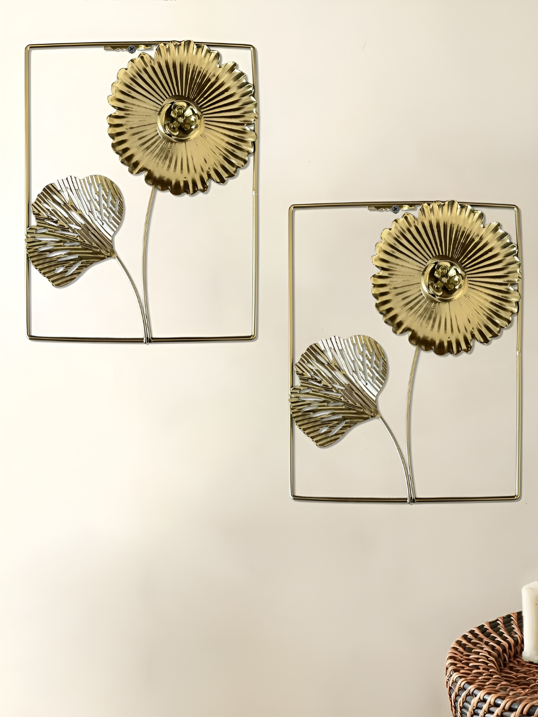Myntra Elegant Homes Set Of 2 Yellow Flower Shaped Wall Decor