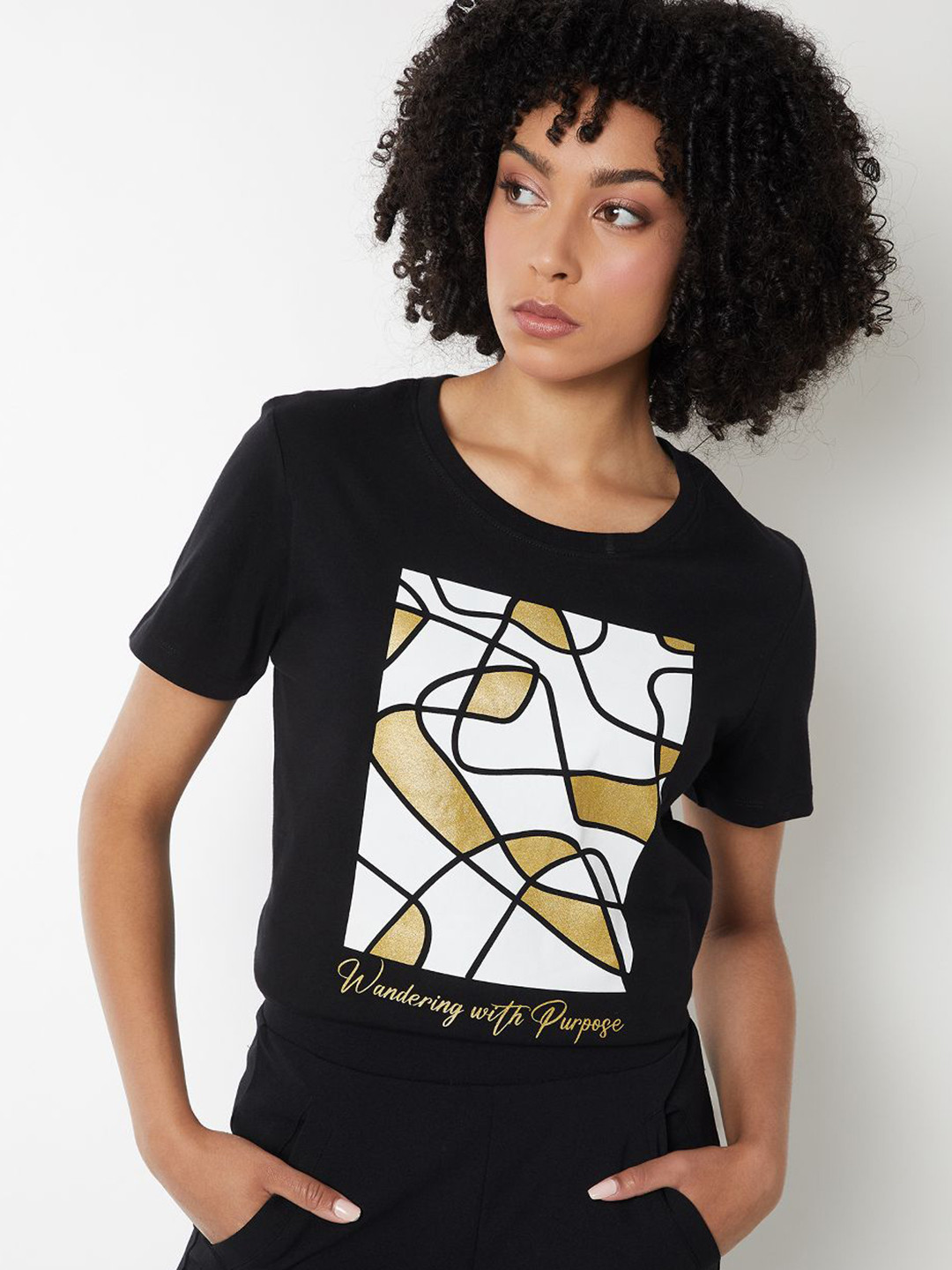 max Abstract Round Neck Pure Cotton T-shirt