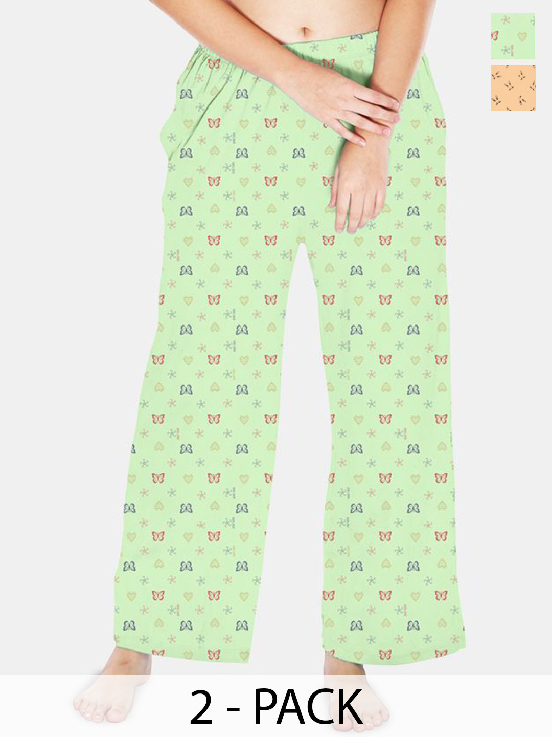 Selsia Women Pack Of 2 Printed Original Loose Fit Trousers
