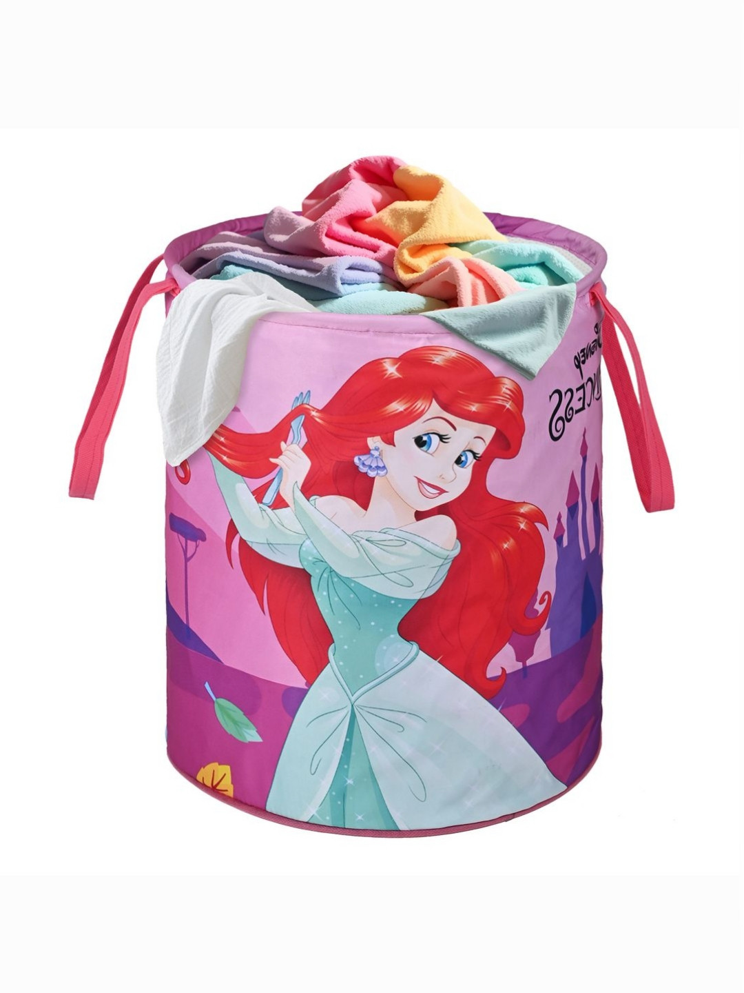 YK Pink Disney Princess Printed Foldable Laundry Bag With Handles