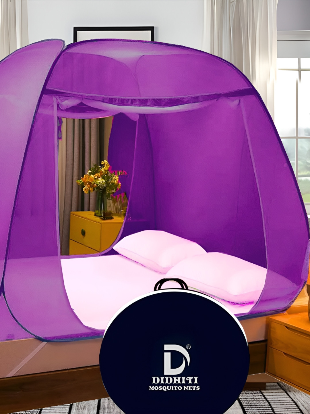 didhiti Purple Queen Bed Foldable Tent Mosquito Net