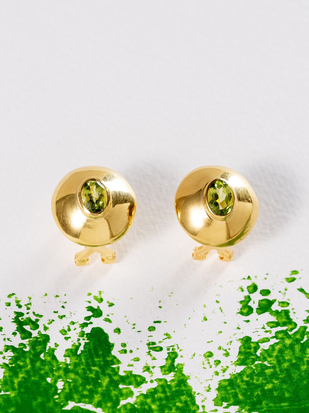 Stone Story By Shruti 925 Sterling Silver Gold-Plated Stones Studded Circular Studs