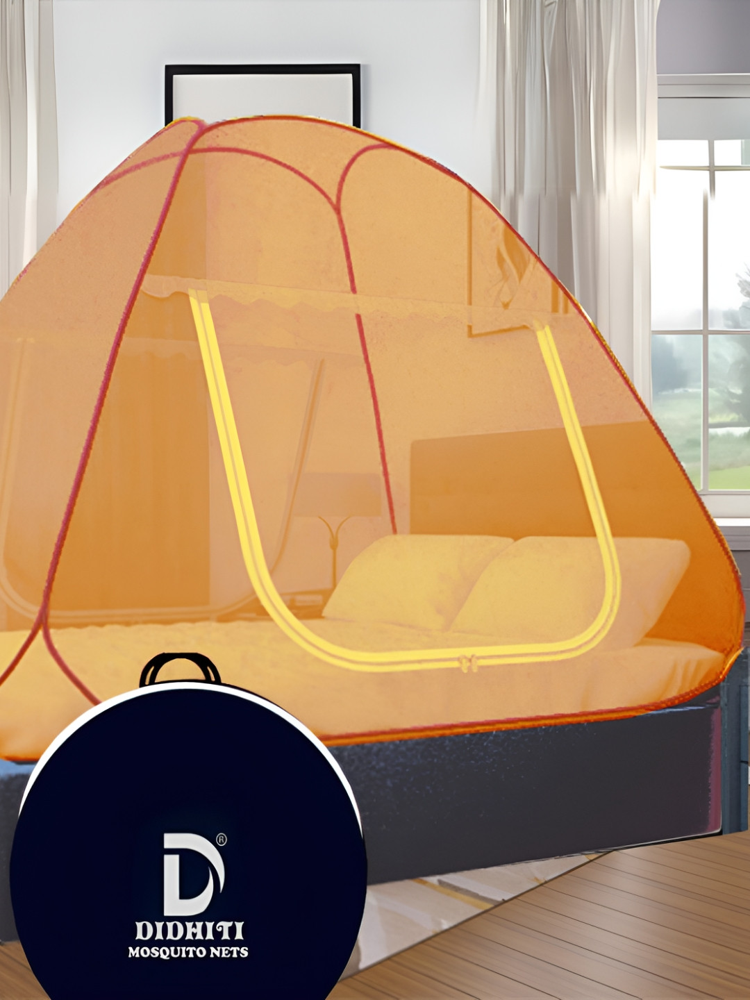 didhiti Khaki & Yellow Queen Size Tent Mosquito Net
