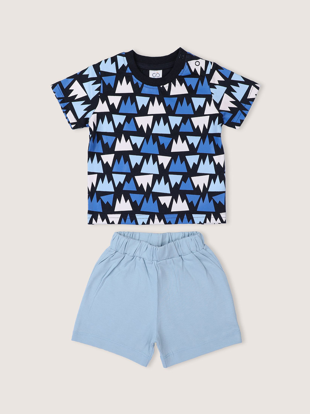 Baby Co Organics Boys Printed Round Neck Pure Cotton T-shirt With Shorts