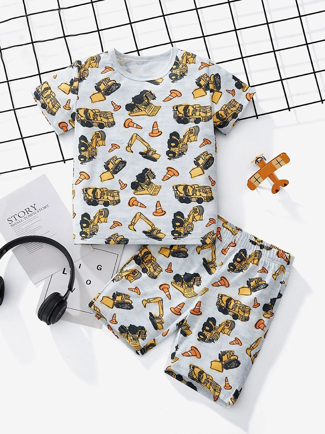 LULU & SKY Boys Conversational Printed T-shirt With Shorts Night Suit