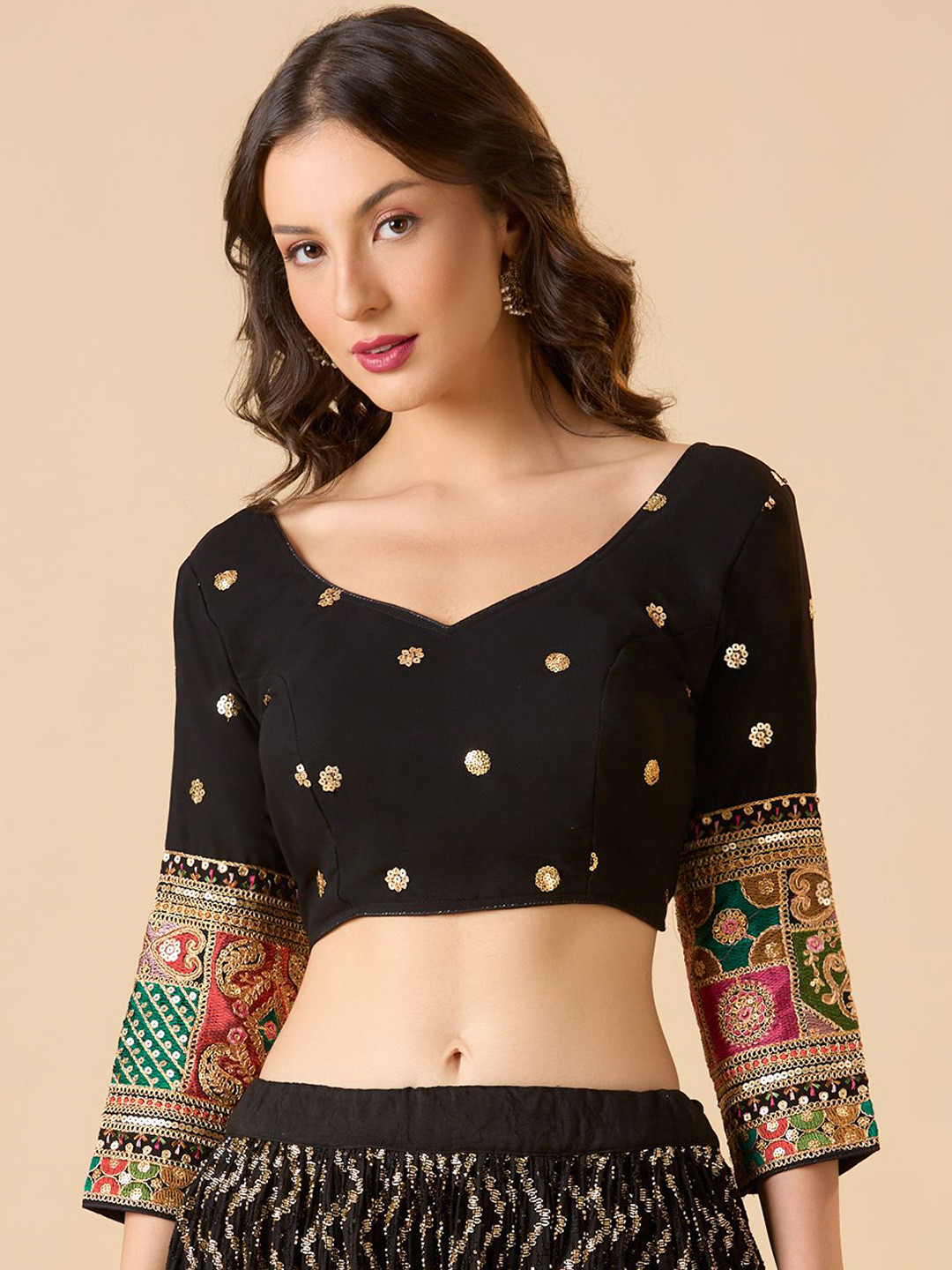 SALWAR STUDIO Sweetheart Neck Full Sleeve Blouse