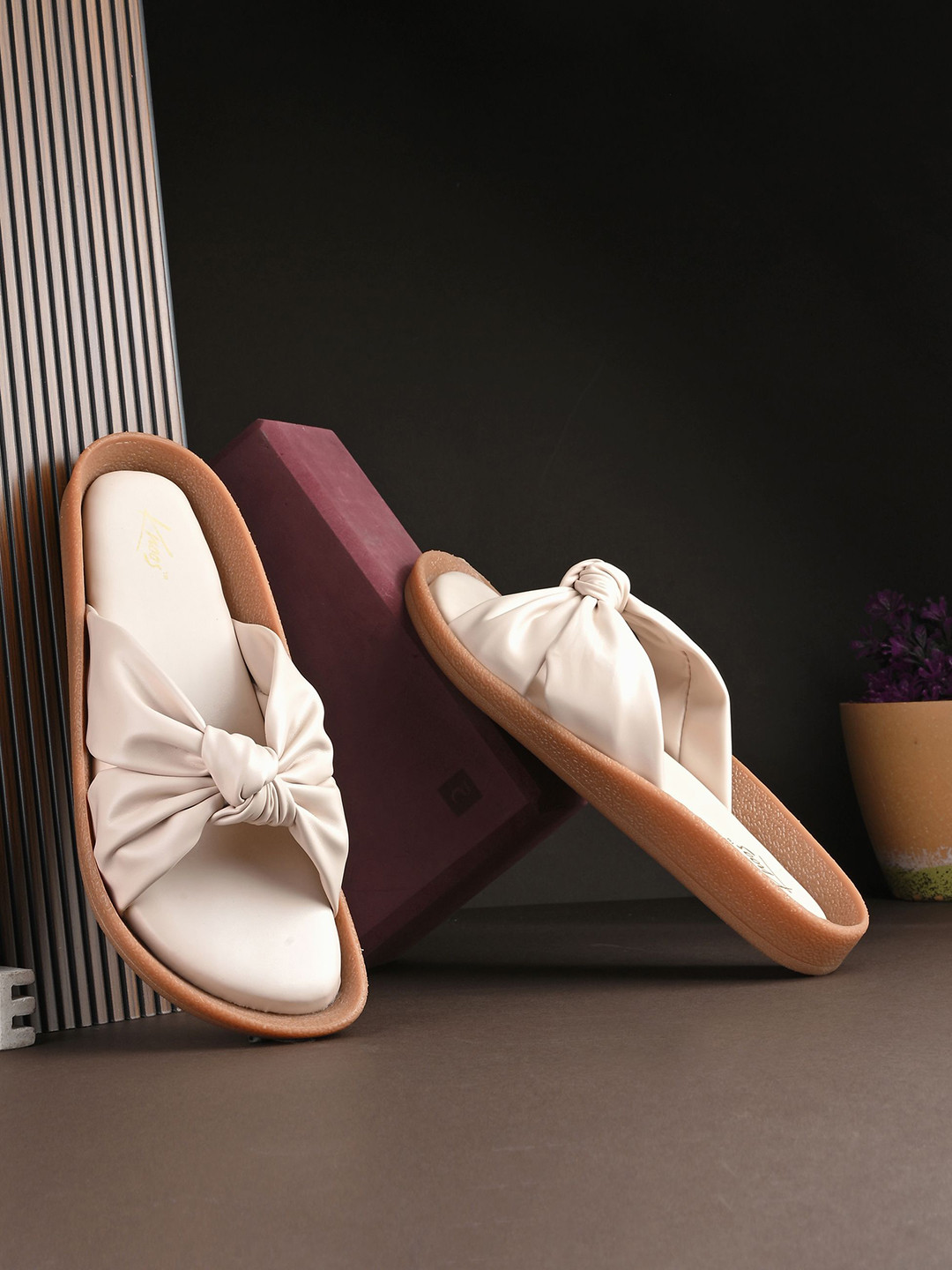 knoos Women Knot Style Slip-On Open Toe Flats