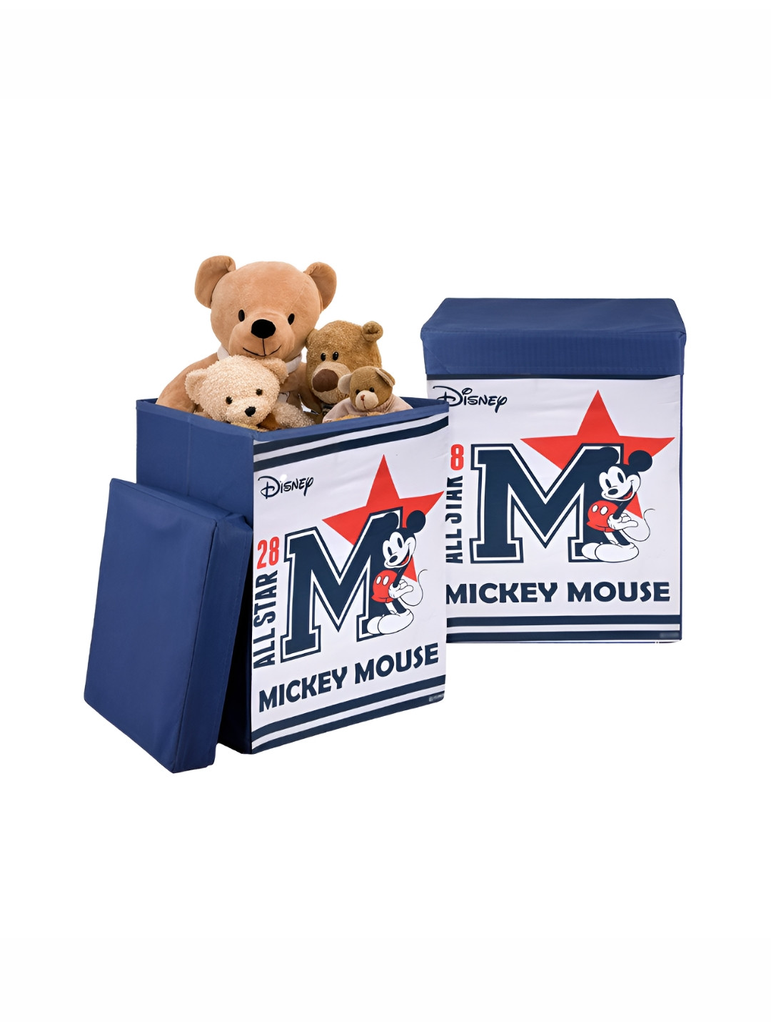 YK Navy Blue 2 Pieces Disney Mickey Star Multi-Utility Organisers With Lid & Handles
