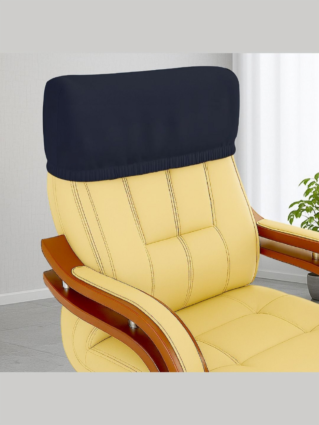 Lazi Dark Grey Diamond Printed 200 GSM Elastic Boss Chair Headrest Cover