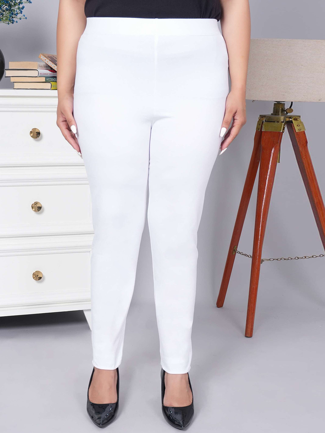 Mlada Women Solid High Waist Stretchable Ankle Length Cotton Leggings