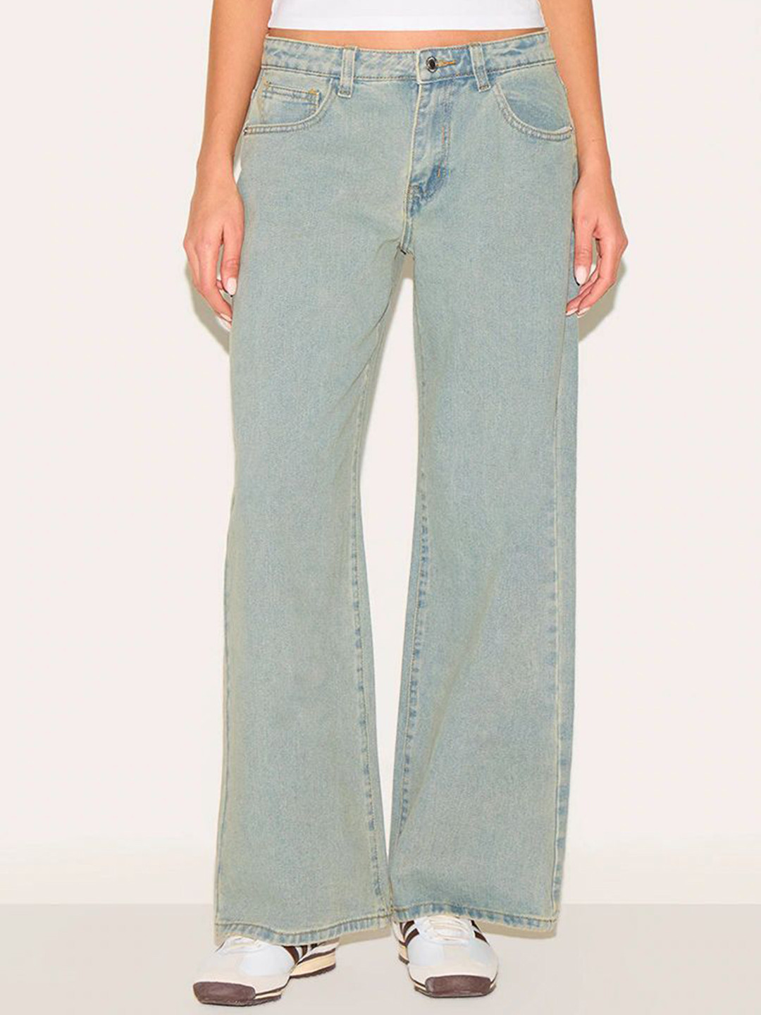 ZUYA Women Solid Casual Super Wide Leg Non Stretch Jeans